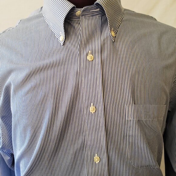 Brooks Brothers "Regent", NWT, Navy & White, Size 18 Neck/36 sleeve, Regular Fit - Picture 3 of 4